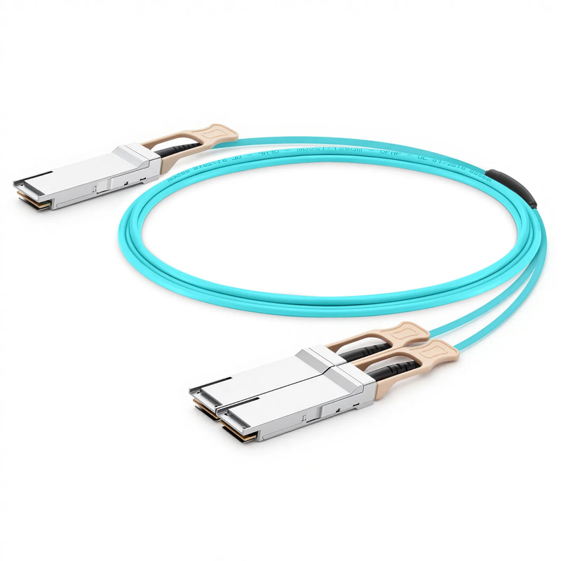 7m (23ft) 200G QSFP56 4 x 50G PAM4 to 2 x 100G QSFP28 4 x 25G NRZ Active Breakout Optical Cable for FS Switches