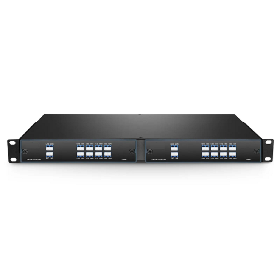 16 Channels CWDM Mux or Demux, 1310-1610nm, with Monitor and Expansion Port, 4.5dB Typical IL, LC/UPC, Single Fiber, FMU Plug-in Module