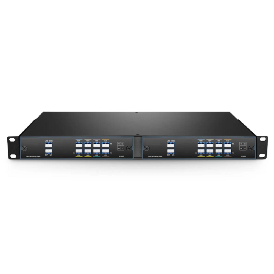 8 Channels CWDM Mux Demux, 1290-1610nm, with Monitor and Expansion Port, 4.5dB Typical IL, LC/UPC, Single Fiber, Side B, FMU Plug-in Module