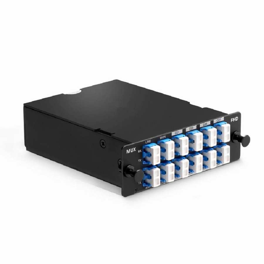8 Channels DWDM Mux Demux, 100GHz C21-C28, with Monitor, Expansion and 1310nm Port, 2.4dB Typical IL, LC/UPC, Dual Fiber, High Density, FHDâ„¢ Plug-in Module