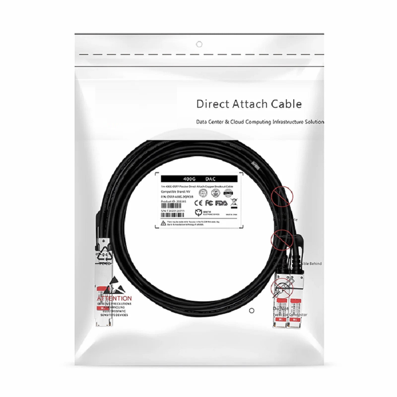 2m (7ft) Juniper Networks Compatible 400G QSFP-DD 8 x 50G PAM4 to 4 x 100G QSFP56 2 x 50G PAM4 Passive Direct Attach Copper Breakout Cable