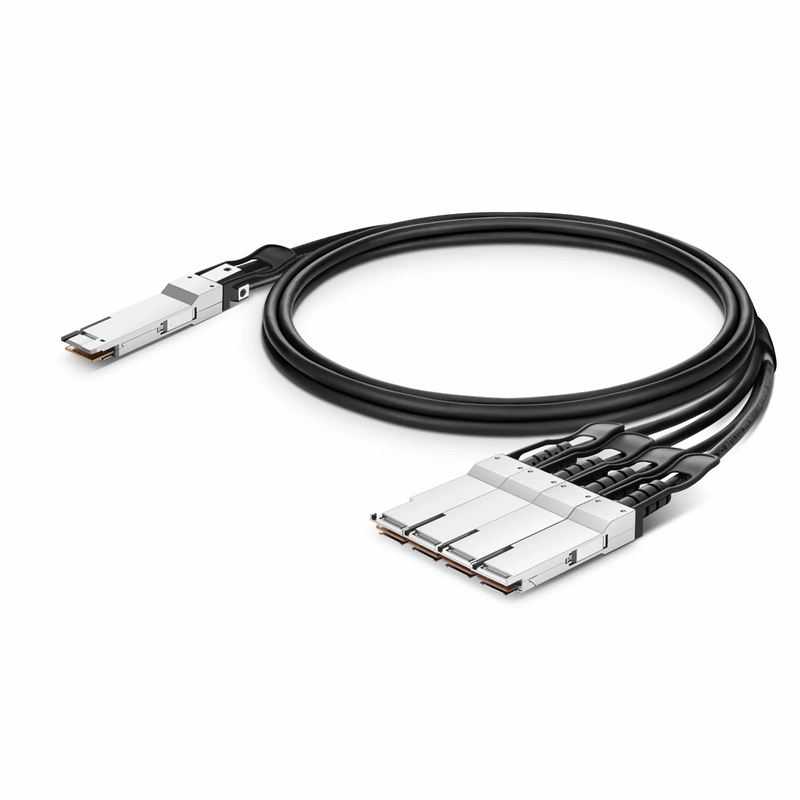 2.5m (8ft) Generic Compatible 400G QSFP-DD 8 x 50G PAM4 to 4 x 100G QSFP56 2 x 50G PAM4 Passive Direct Attach Copper Breakout Cable