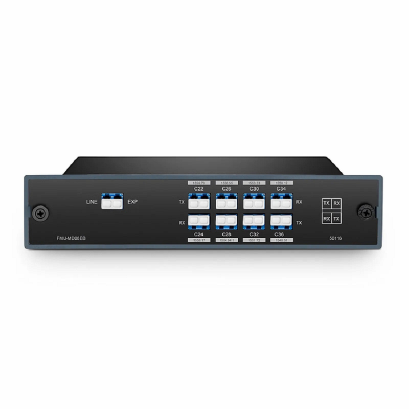 9 Channels CWDM Mux Demux, 1290-1610nm, 2.4dB Typical IL, LC/UPC, Single Fiber, Side-B, FMU Plug-in Module