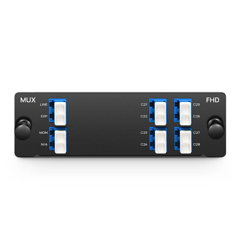 8 Channels DWDM Mux or Demux, 100GHz C21-C28, with Monitor and Expansion Port, 2.75dB Typical IL, LC/UPC, Single Fiber, High Density, FHDâ„¢ Plug-in Module