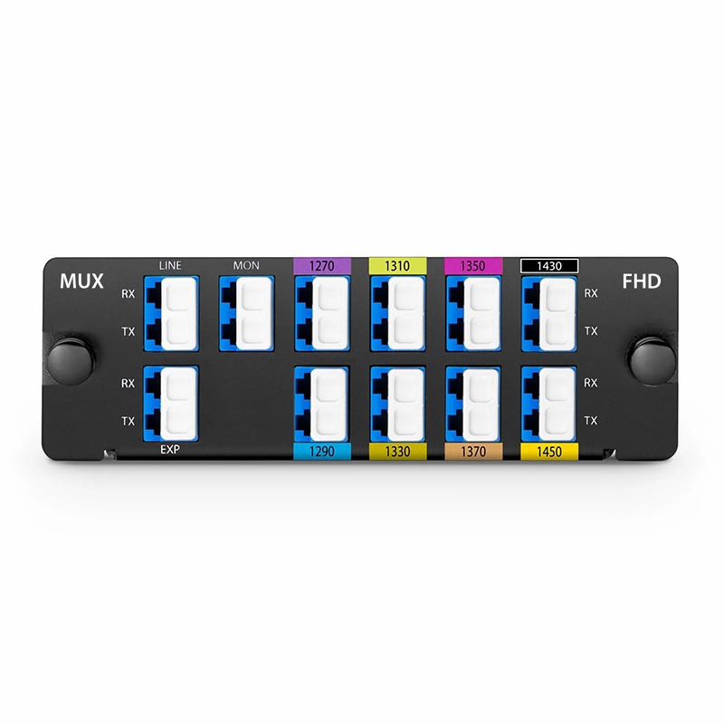 8 Channels CWDM Mux Demux, 1270-1450nm (Skip 1390, 1410nm), with Monitor and Expansion Port, 2.0dB Typical IL, LC/UPC, Dual Fiber, High Density, FHDâ„¢ Plug-in Module