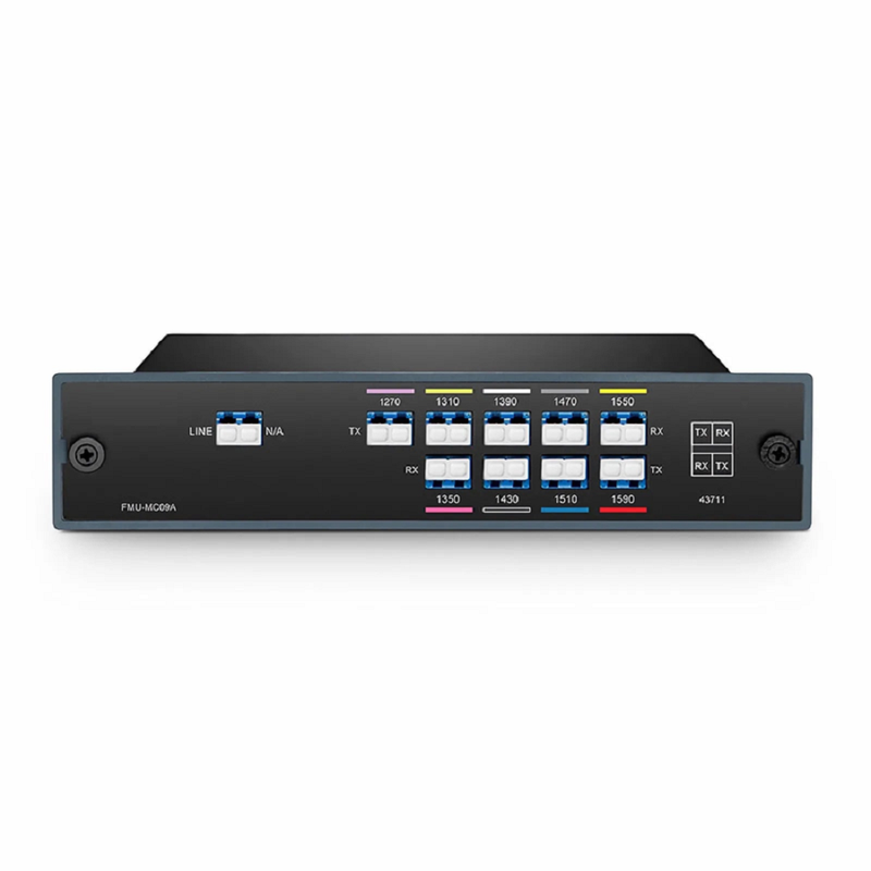 9 Channels CWDM Mux Demux, 1270-1590nm, 2.4dB Typical IL, LC/UPC, Single Fiber, Side-A, FMU Plug-in Module