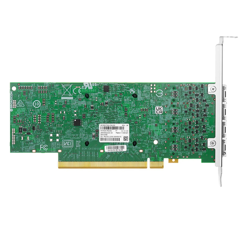 BroadcomÂ® BCM957504-P425G Ethernet Network Interface Card, P425G 25GbE Quad-port SFP28, PCIe 4.0 x16, Standard & Low Profile