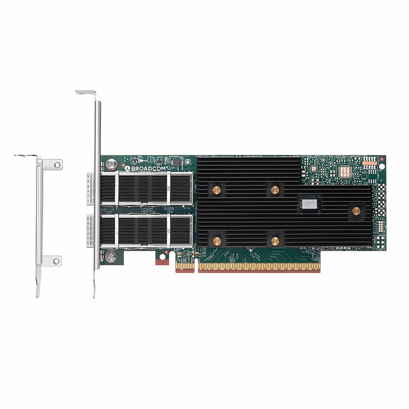 BroadcomÂ® BCM957608-P2200GQF00 Ethernet Network Interface Card, 200G Dual-Port QSFP112, PCIe 5.0 x 16, Standard & Low Profile