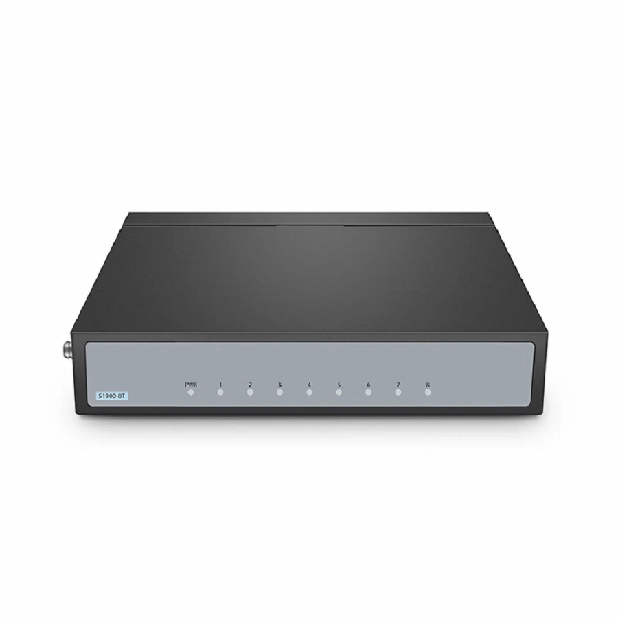 S1900-8T, 8-Port Gigabit Ethernet L2 Unmanaged Switch, 8x 10/100/1000BASE-T RJ45, Metal, Fanless, Desktop/Wall-Mount