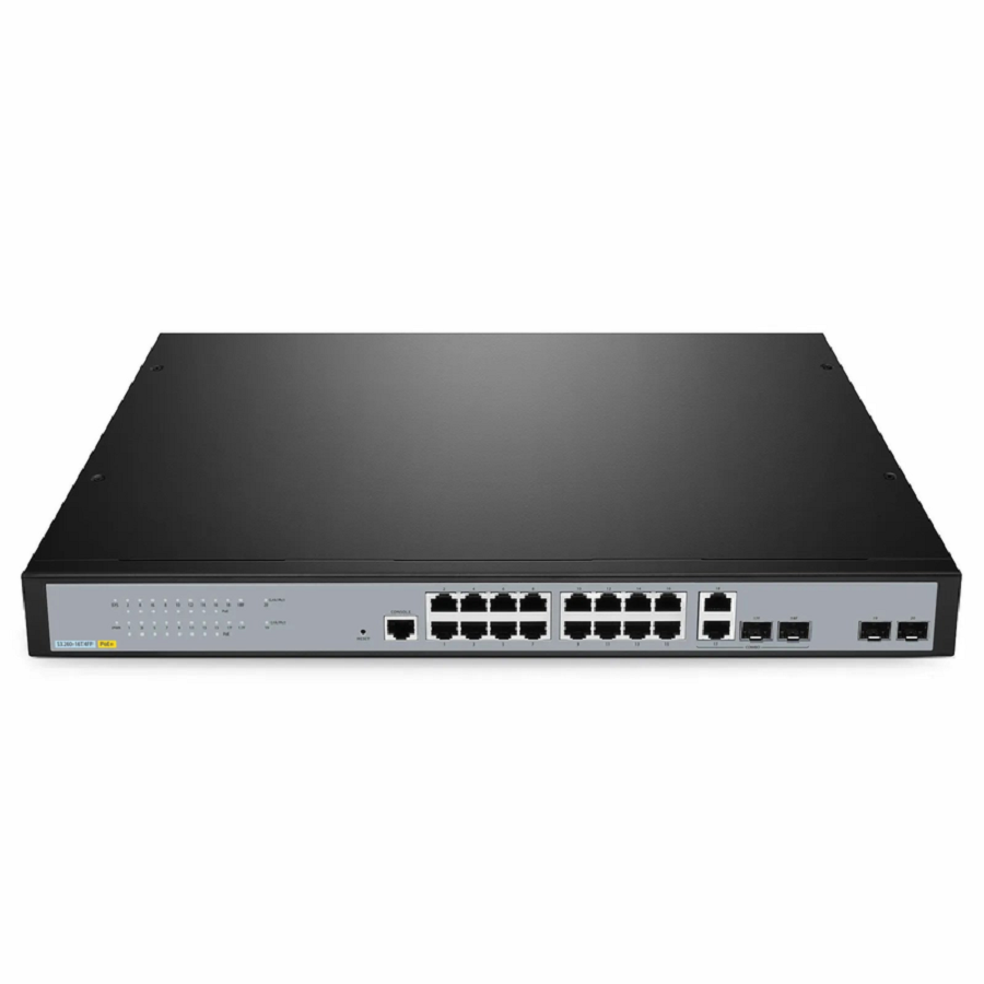 S3260-16T4FP, 16-Port Gigabit Ethernet L2+ PoE+ Switch, 16 x PoE+ Ports @250W, with 2 x 1Gb SFP Uplinks and 2 x Combo SFP Ports, Support IEEE 802.3af/at
