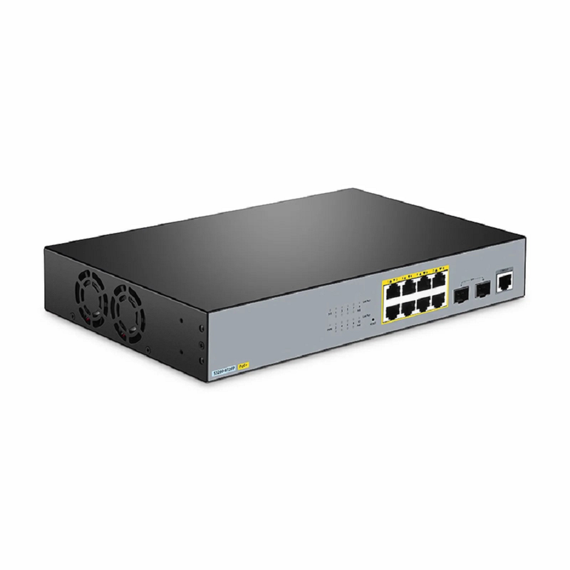 S3260-8T2FP, 8-Port Gigabit Ethernet L2+ PoE+ Switch, 8 x PoE+ Ports @240W, with 2 x 1Gb SFP Uplinks, Support IEEE 802.3af/at