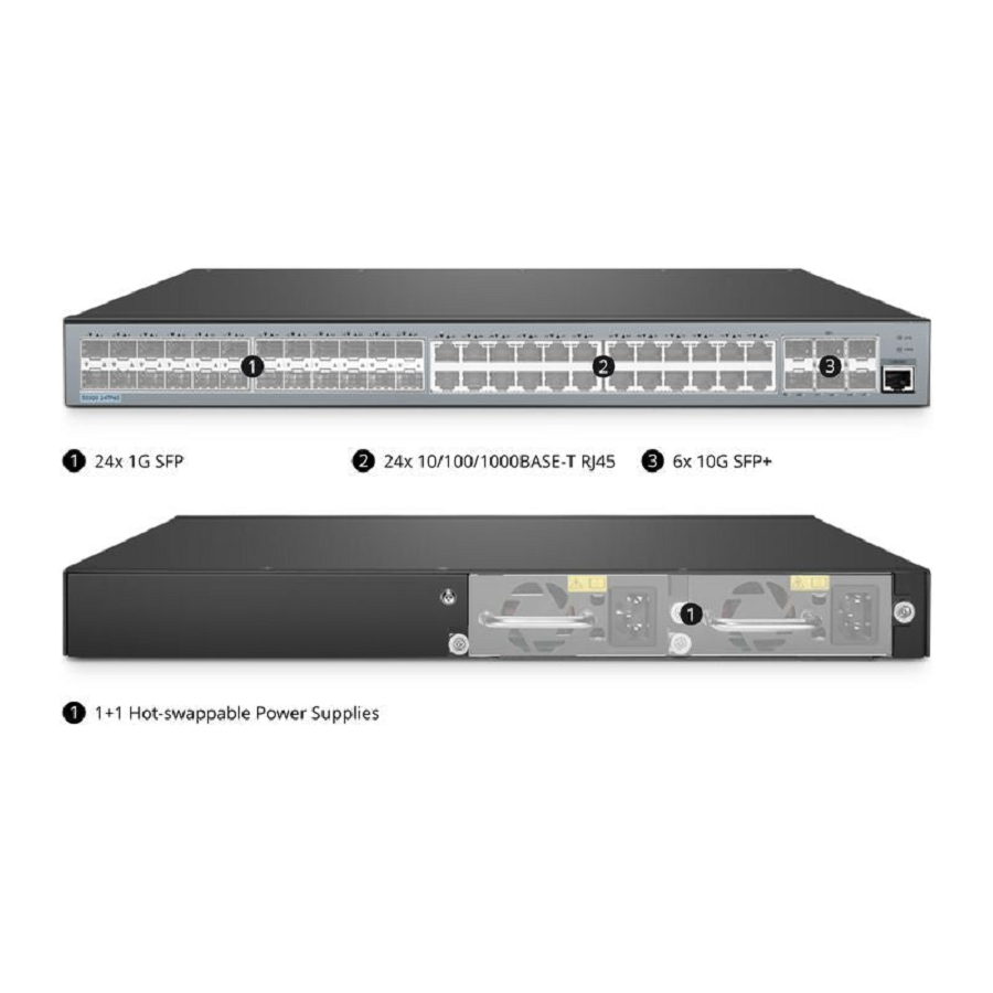 S5500-24TF6S, 48-Port Gigabit Ethernet L3 Switch, 24 x Gigabit RJ45, 24 x 1Gb SFP, with 6 x 10Gb SFP+ Uplinks, Support Stacking