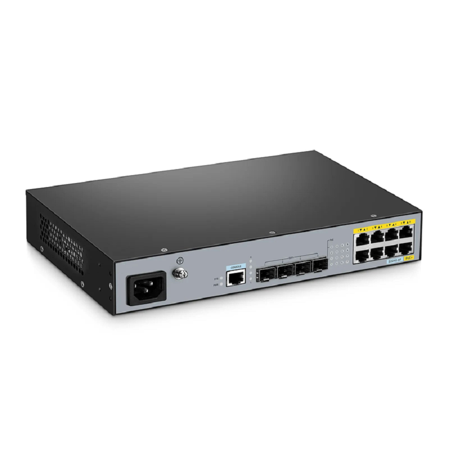 S3240-8P, 8-Port Gigabit Ethernet L2+ PoE+ Switch, 8 x PoE+ Ports@120W, with 4 x 10Gb SFP+ Uplinks, PicOSÂ®, Fanless