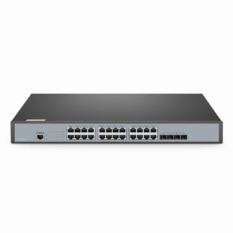 S3900-24T4S-R, 24-Port Gigabit Ethernet L2+ Switch, 24 x Gigabit RJ45, with 4 x 10Gb SFP+ Uplinks, Stackable Switch, Fanless, Support ETL Certification