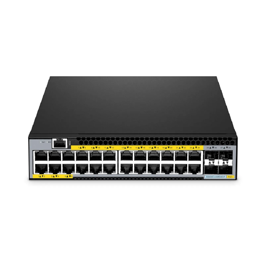 S3400C-24MG4S-P, 24-Port Ethernet L2+ PoE+ Switch, 24 x 2.5GBASE-T/Multi-Gigabit, with 4 x 10Gb SFP+ Uplinks