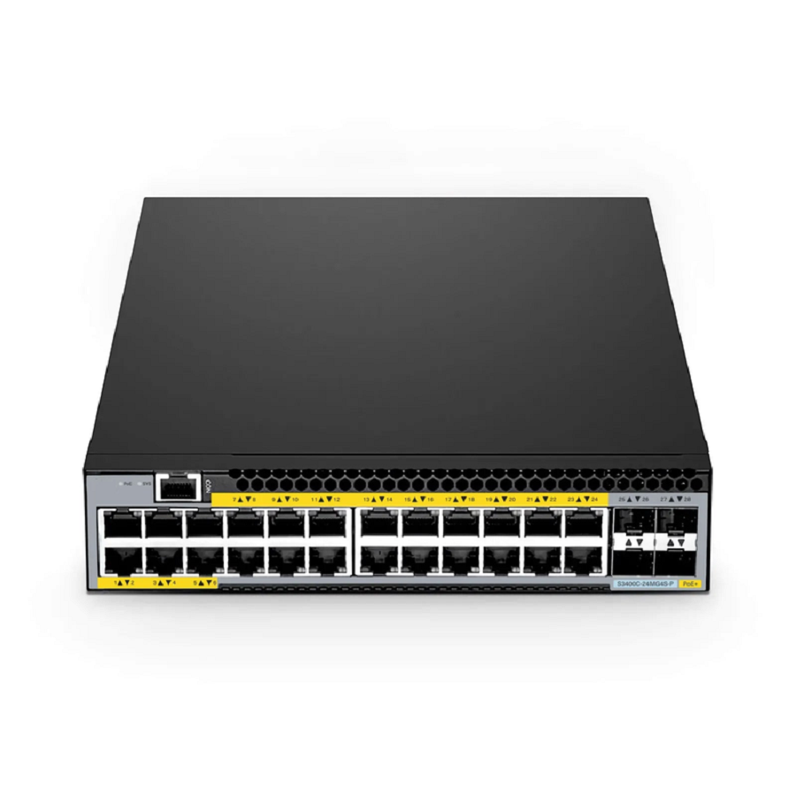 S3400C-24MG4S-P, 24-Port Ethernet L2+ PoE+ Switch, 24 x 2.5GBASE-T/Multi-Gigabit, with 4 x 10Gb SFP+ Uplinks