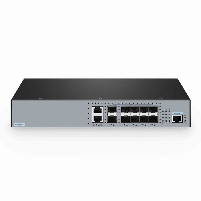 S3260-10S, 10-Port Ethernet L3 Managed Switch, 10 x 10Gb SFP+, with 2 x Gigabit RJ45, Support Stacking