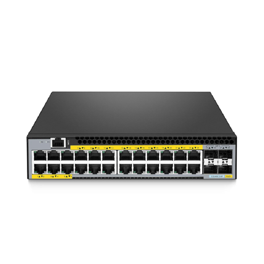 S3240C-24P, 24-Port Gigabit Ethernet L2+ PoE+ Switch, 24 x PoE+ Ports@380W, with 4 x 10Gb SFP+ Uplinks