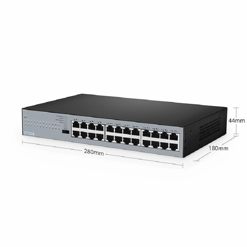 S2500L-24T, 24-Port Gigabit Ethernet L2 Unmanaged Switch, 24 x 10/100/1000M Gigabit RJ45, Fanless, Desktop/Rackmount
