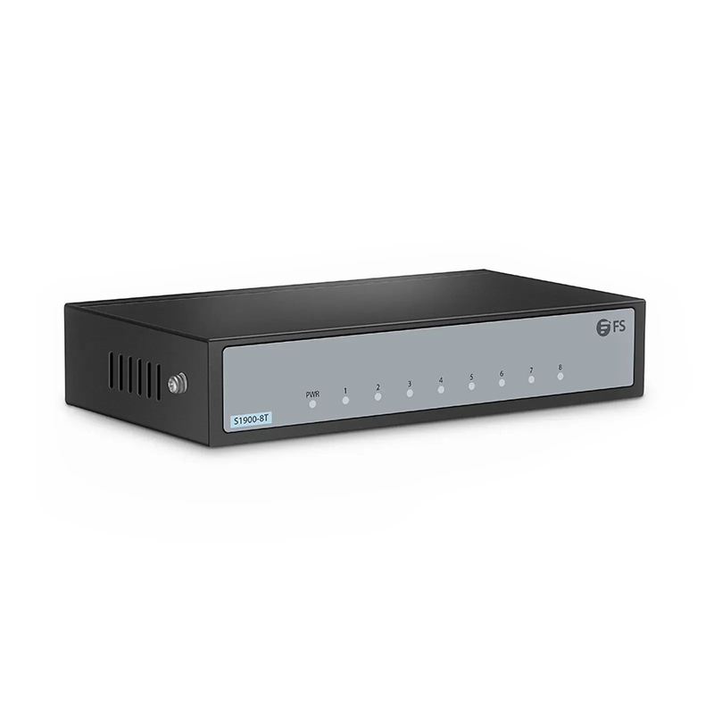 S1900-8T, 8-Port Gigabit Ethernet L2 Unmanaged Switch, 8x 10/100/1000BASE-T RJ45, Metal, Fanless, Desktop/Wall-Mount