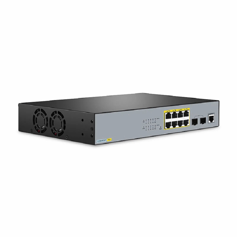 S3260-8T2FP, 8-Port Gigabit Ethernet L2+ PoE+ Switch, 8 x PoE+ Ports @240W, with 2 x 1Gb SFP Uplinks, Support IEEE 802.3af/at