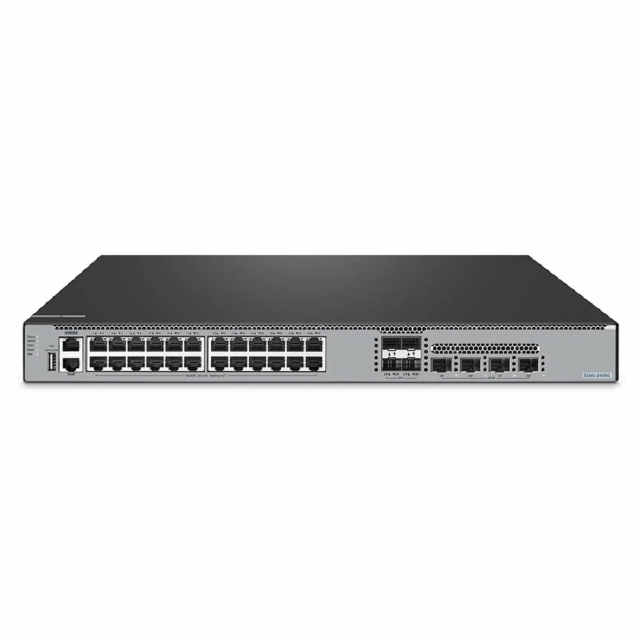 S5860-24XMG, 24-Port Ethernet L3 Switch, 24 x 10GBASE-T/Multi-Gigabit Ports, 4 x 10Gb SFP+, with 4 x 25Gb SFP28 Uplinks, Support Stacking, Broadcom Chip
