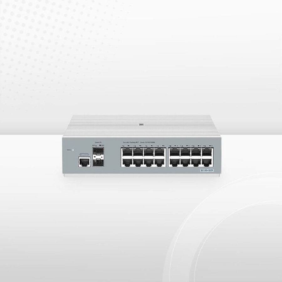 S3100-16TF, 16-Port Gigabit Ethernet L2+ Switch, 16 x 1Gb RJ45, with 2 x 1Gb SFP Uplinks, Broadcom Chip, Fanless