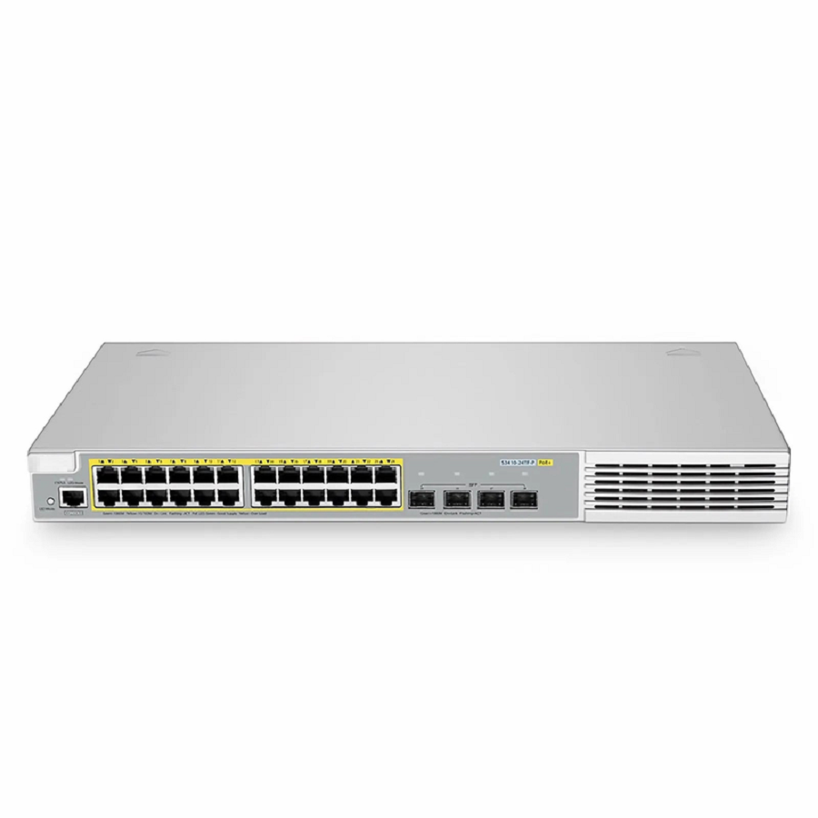 S3410-24TF-P, 24-Port Ethernet L2+ PoE+ Switch, 24 x PoE+ Ports @370W, with 4 x 1Gb SFP Uplinks, Stackable Switch, Broadcom Chip