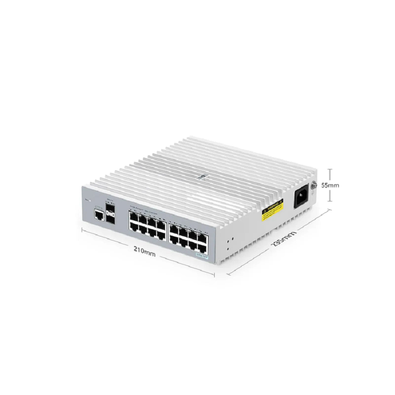 S3100-16TF, 16-Port Gigabit Ethernet L2+ Switch, 16 x 1Gb RJ45, with 2 x 1Gb SFP Uplinks, Broadcom Chip, Fanless