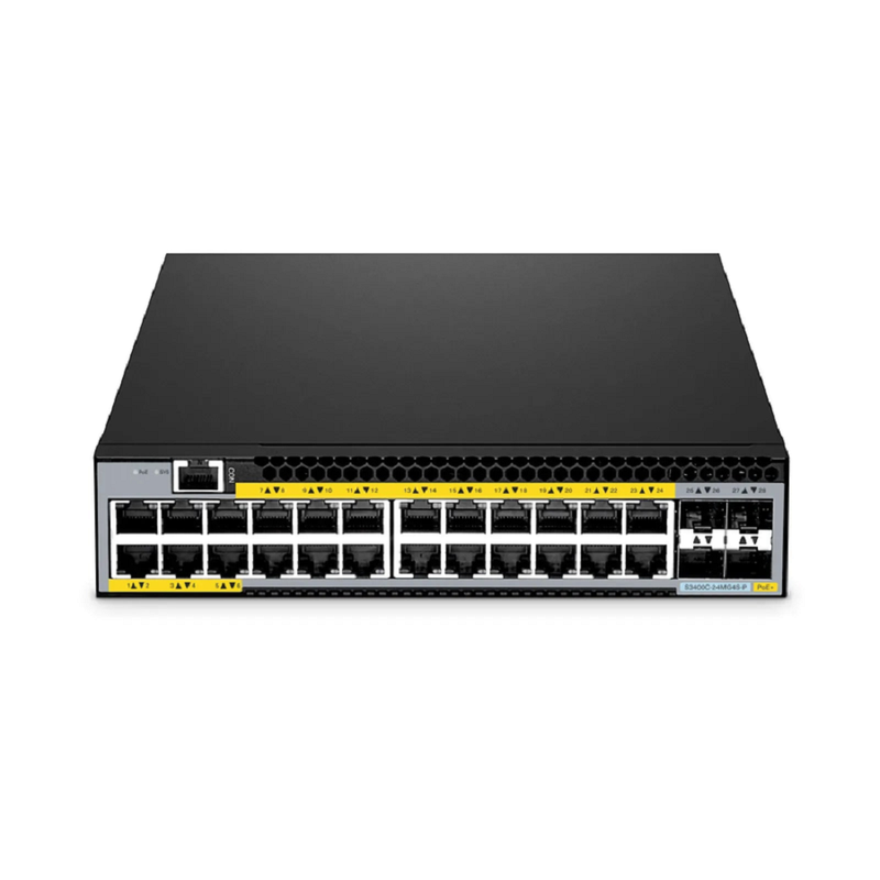S3400C-24MG4S-P, 24-Port Ethernet L2+ PoE+ Switch, 24 x 2.5GBASE-T/Multi-Gigabit, with 4 x 10Gb SFP+ Uplinks