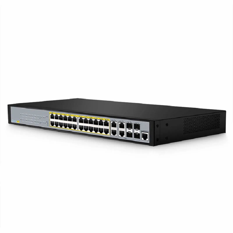 S3400-24T4FP, 24-Port Gigabit Ethernet L2+ PoE+ Switch, 24 x PoE+ Ports @370W, with 4 x 1Gb Combo Uplinks, Support ERPS