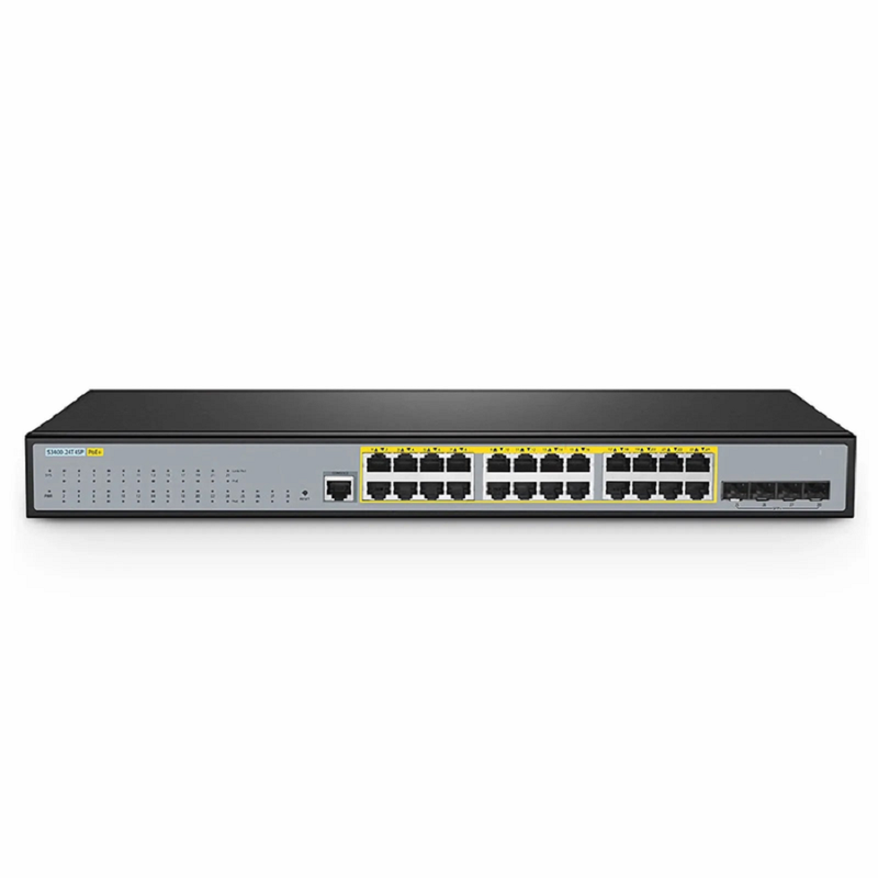 S3400-24T4SP, 24-Port Gigabit Ethernet L2+ PoE+ Switch, 24 x PoE+ Ports @370W, with 4 x 10Gb SFP+ Uplinks, Support Stacking