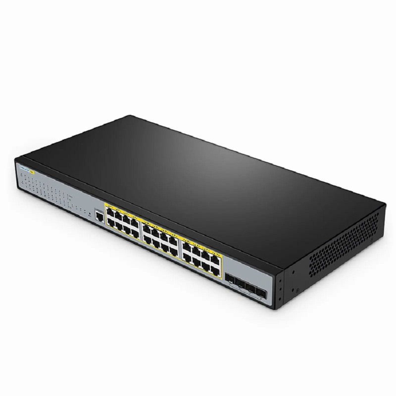 S3400-24T4SP, 24-Port Gigabit Ethernet L2+ PoE+ Switch, 24 x PoE+ Ports @370W, with 4 x 10Gb SFP+ Uplinks, Support Stacking