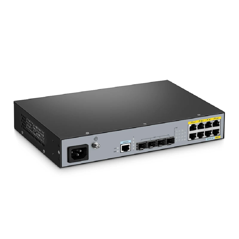 S3240-8P, 8-Port Gigabit Ethernet L2+ PoE+ Switch, 8 x PoE+ Ports@120W, with 4 x 10Gb SFP+ Uplinks, Stackable Switch, Fanless