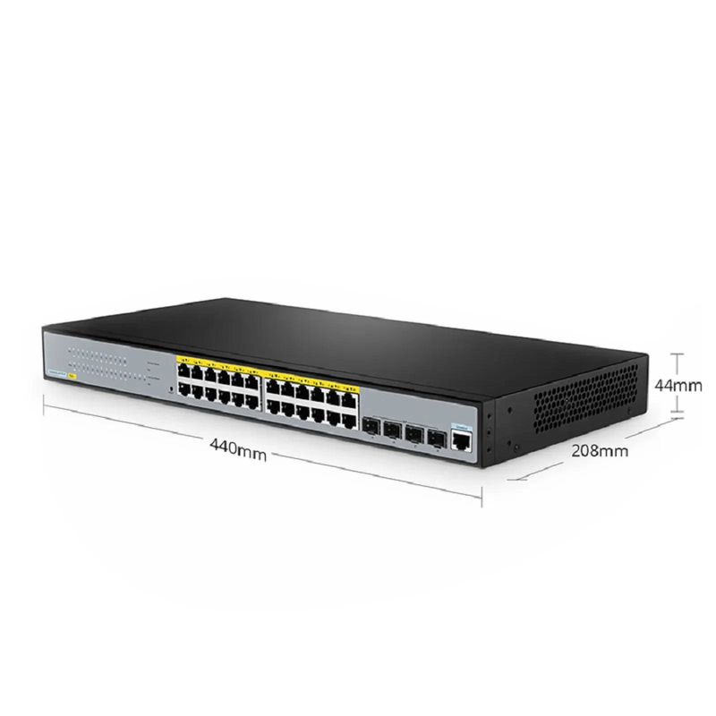 S2805S-24TF-P, 24-Port Gigabit Ethernet L2 Smart Managed PoE+ Switch, 24 x PoE+ Ports @370W, with 4 x 1Gb SFP Uplinks, Realtek Chip