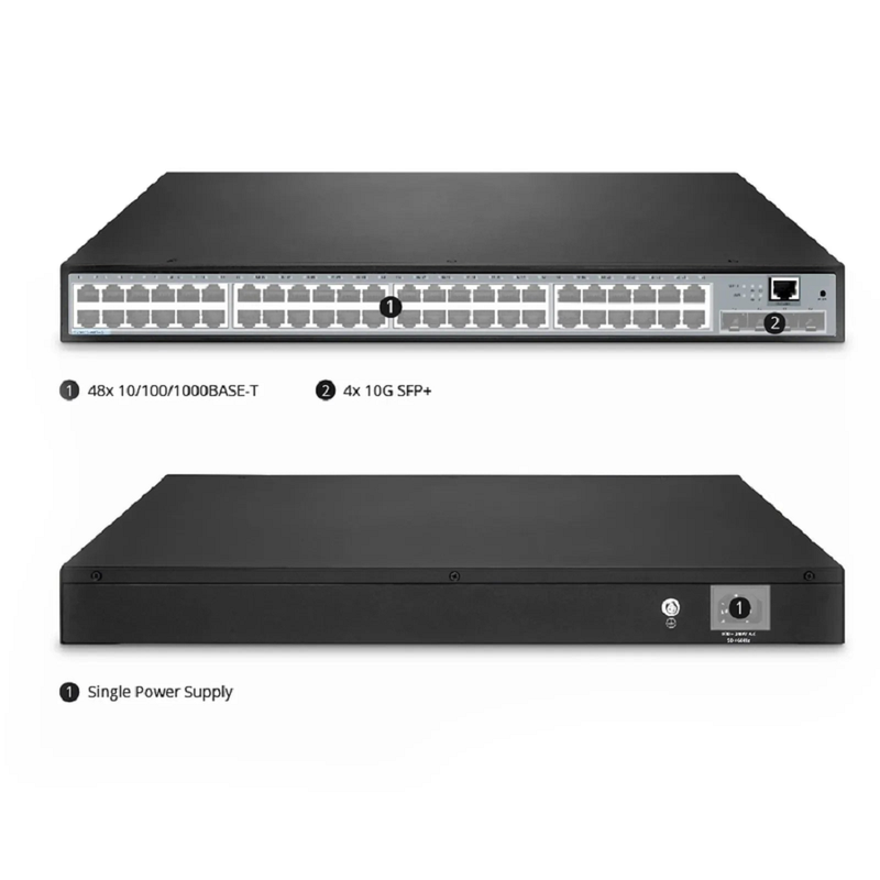 S2805S-48T4S, 48-Port Gigabit Ethernet L3 Smart Managed Switch, 48 x Gigabit RJ45, with 4 x 10Gb SFP+ Uplinks, Realtek Chip