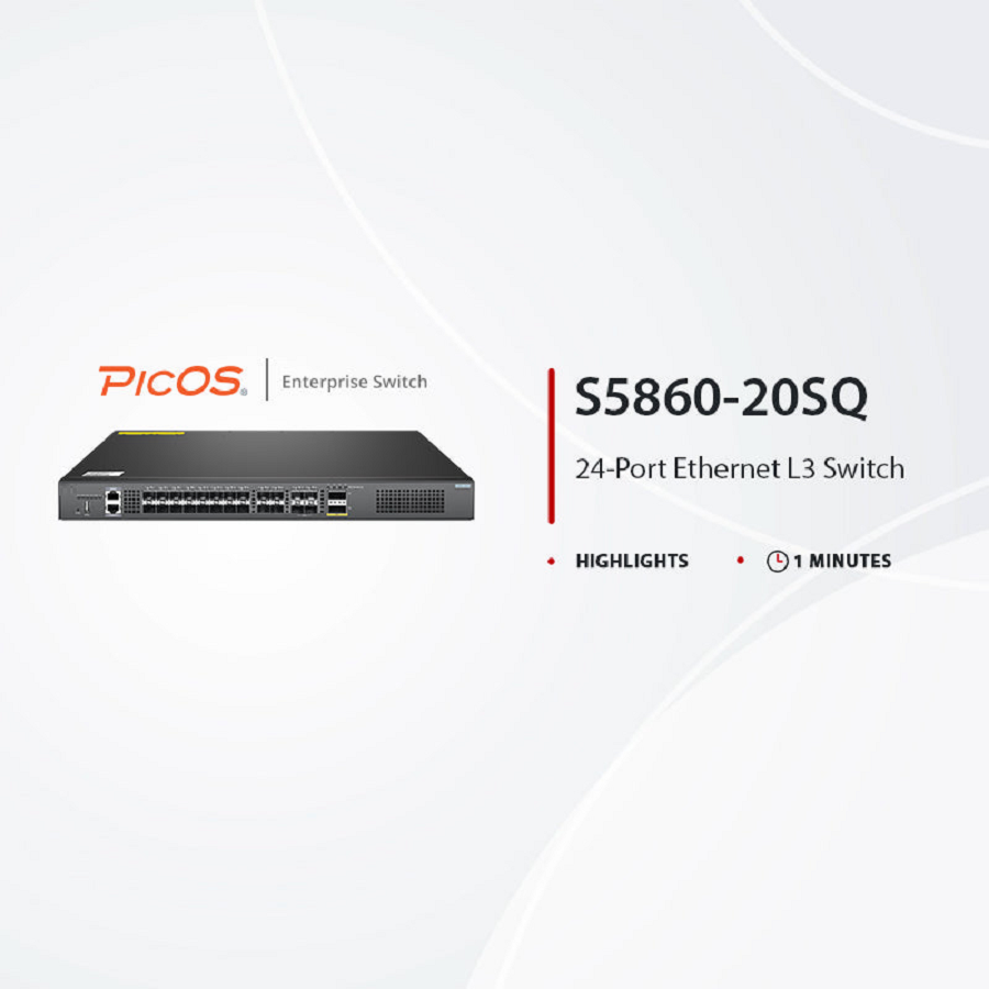 S5860-20SQ, 24-Port Ethernet L3 Switch, 20 x 10Gb SFP+, with 4 x 25Gb SFP28 and 2 x 40Gb QSFP+, PicOSÂ®, Support MLAG, Broadcom Chip