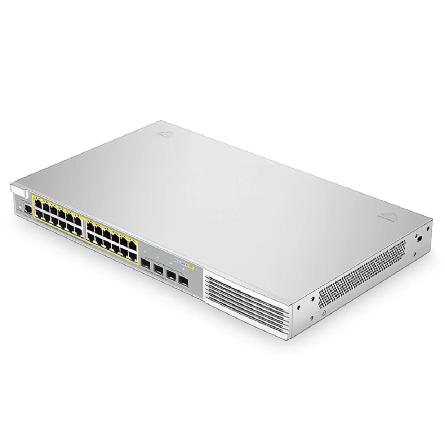 S3410L-24TF-P, 24-Port Ethernet L2+ PoE+ Switch, 24 x PoE+ Ports @370W, with 4 x 1Gb SFP Uplinks, PicOSÂ®, Support MLAG, Broadcom Chip
