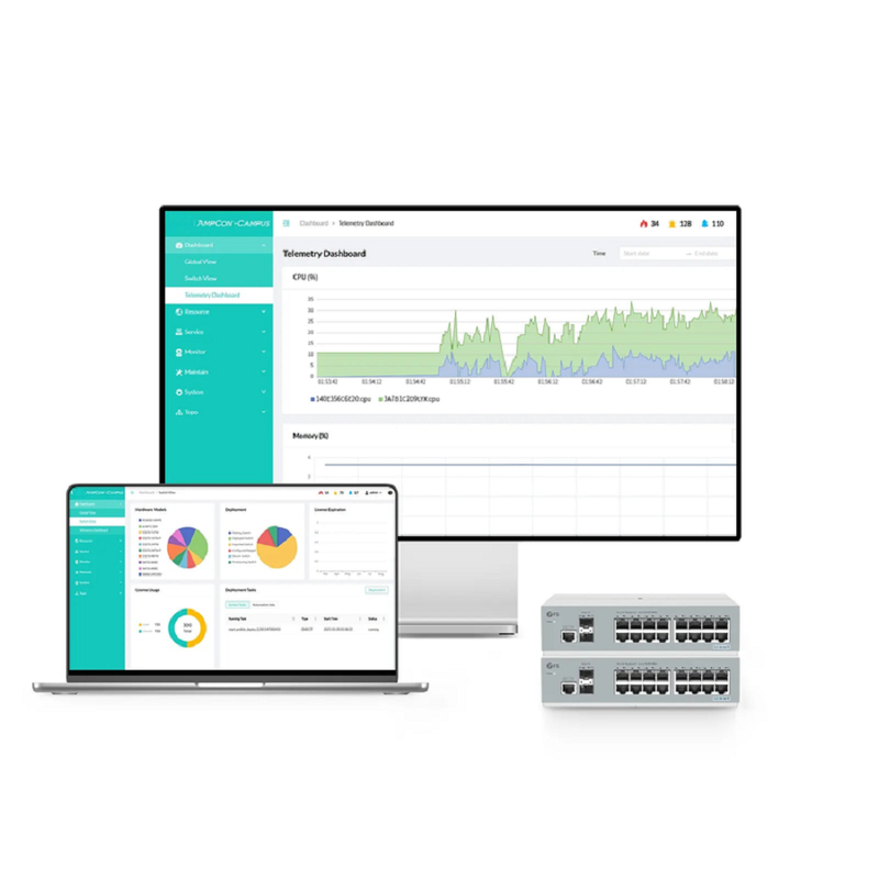 S3410L-24TF-P, 24-Port Ethernet L2+ PoE+ Switch, 24 x PoE+ Ports @370W, with 4 x 1Gb SFP Uplinks, PicOSÂ®, Support MLAG, Broadcom Chip