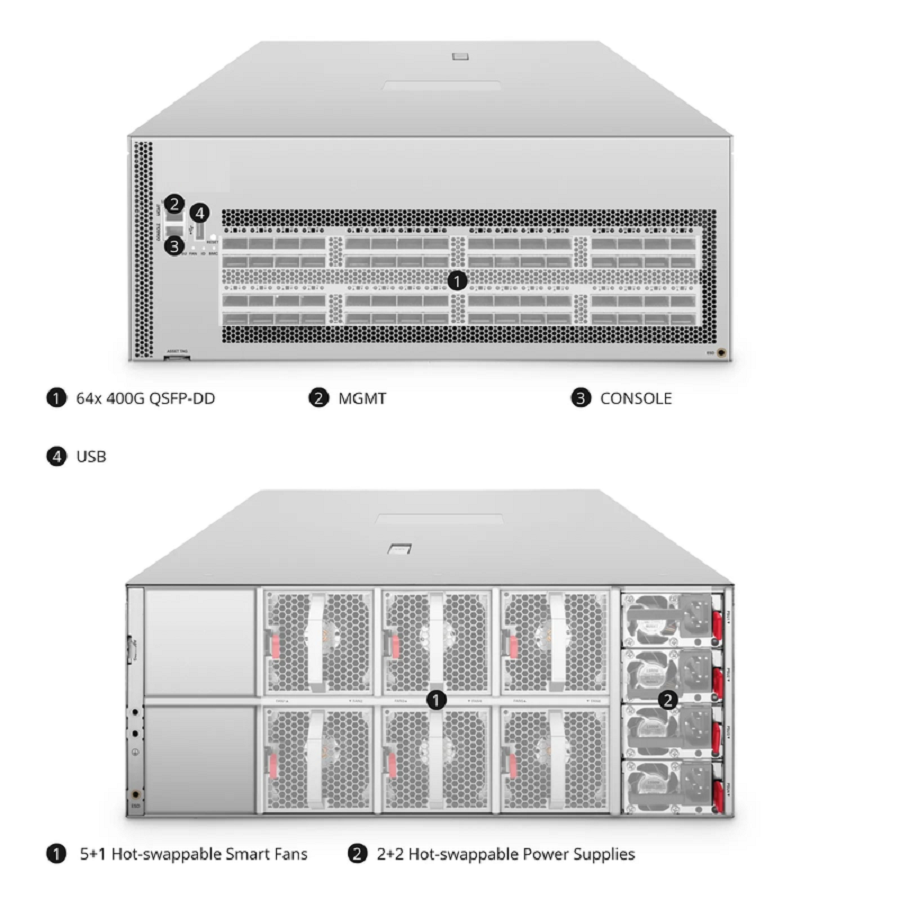 N8610-64DB, 4U, 64-Port Ethernet HPC/AI Data Center Switch, 64 x 400Gb QSFP-DD, PicOSÂ®, Broadcom Tomahawk 4 Chip, Front-to-Back Airflow