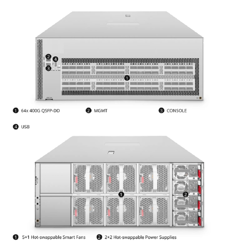 N8610-64DB, 4U, 64-Port Ethernet HPC/AI Data Center Switch, 64 x 400Gb QSFP-DD, PicOSÂ®, Broadcom Tomahawk 4 Chip, Front-to-Back Airflow
