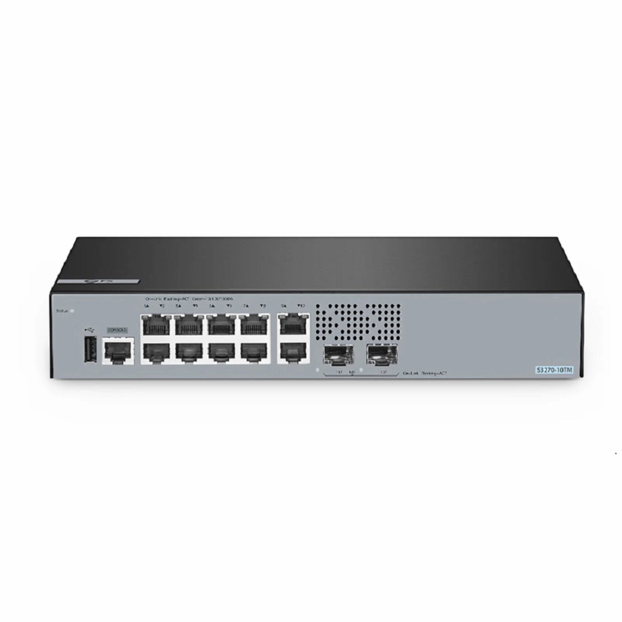 S3270-10TM, 10-Port Gigabit Ethernet L2+ Switch, 10 x Gigabit RJ45, with 2 x 1/2.5Gb SFP Uplinks, PicOSÂ®, Broadcom Chip