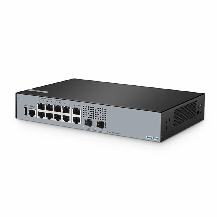 S3270-10TM, 10-Port Gigabit Ethernet L2+ Switch, 10 x Gigabit RJ45, with 2 x 1/2.5Gb SFP Uplinks, PicOSÂ®, Broadcom Chip