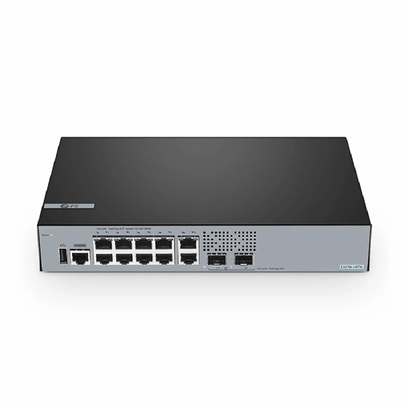 S3270-10TM, 10-Port Gigabit Ethernet L2+ Switch, 10 x Gigabit RJ45, with 2 x 1/2.5Gb SFP Uplinks, PicOSÂ®, Broadcom Chip