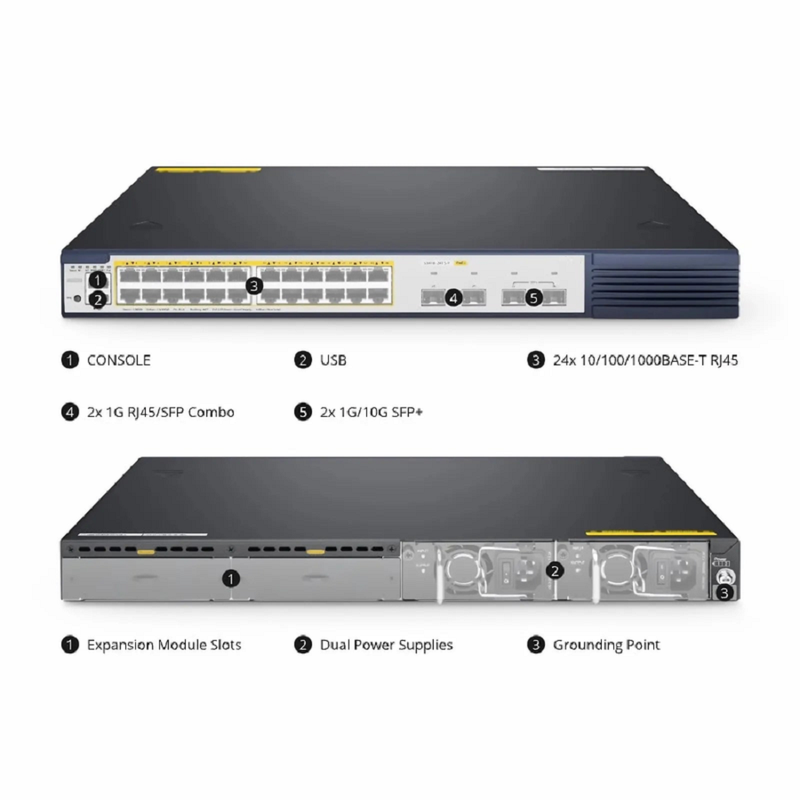 S3410-48TS-P, 48-Port Gigabit Ethernet L2+ PoE+ Switch, 48 x PoE+ Ports @740W, with 2 x 10Gb SFP+ Uplinks and 2 x Combo SFP Ports, PicOSÂ®, Support MLAG, Broadcom Chip