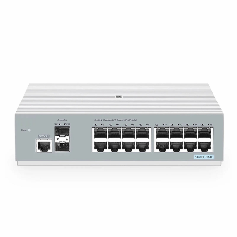 S3410C-16TF, 16-Port Gigabit Ethernet L2+ Switch, 16 x 1Gb RJ45, with 2 x 1Gb SFP Uplinks, PicOSÂ®, Support MLAG, Broadcom Chip, Fanless