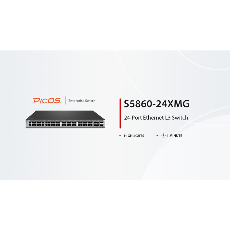 S5860-24XMG, 24-Port Ethernet L3 Switch, 24 x 10GBASE-T/Multi-Gigabit Ports, 4 x 10Gb SFP+, with 4 x 25Gb SFP28 Uplinks, PicOSÂ®, Support MLAG, Broadcom Chip