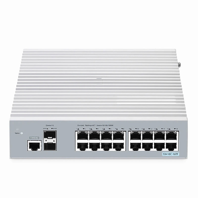 S3410C-16TF-P, 16-Port Gigabit Ethernet L2+ PoE+ Switch, 8 x PoE+ Ports@125W, 8 x 1Gb RJ45, with 2 x 1Gb SFP Uplinks, PicOSÂ®, Support MLAG, Broadcom Chip, Fanless