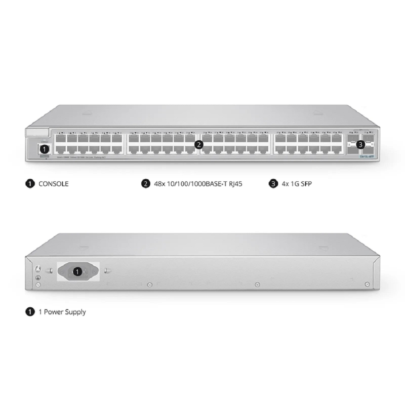 S3410L-48TF, 48-Port Ethernet L2+ Switch, 48 x Gigabit RJ45, with 4 x 1Gb SFP Uplinks, PicOSÂ®, Support MLAG, Broadcom Chip