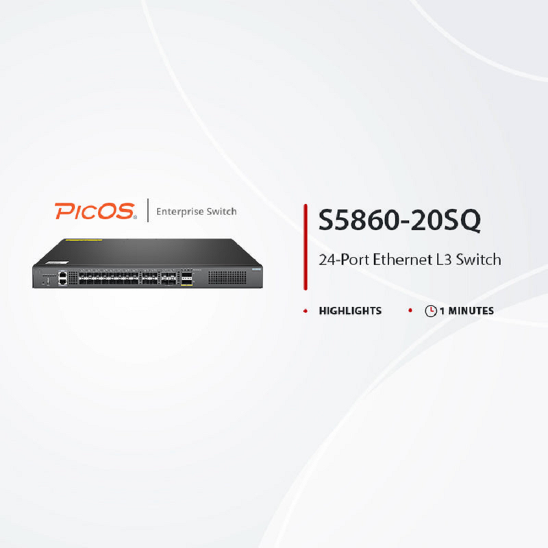 S5860-20SQ, 24-Port Ethernet L3 Switch, 20 x 10Gb SFP+, with 4 x 25Gb SFP28 and 2 x 40Gb QSFP+, PicOSÂ®, Support MLAG, Broadcom Chip